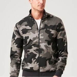 Flint Park Men's Court Full Zip-Up Athletic Jacket Black Camouflage, Size L, NWT